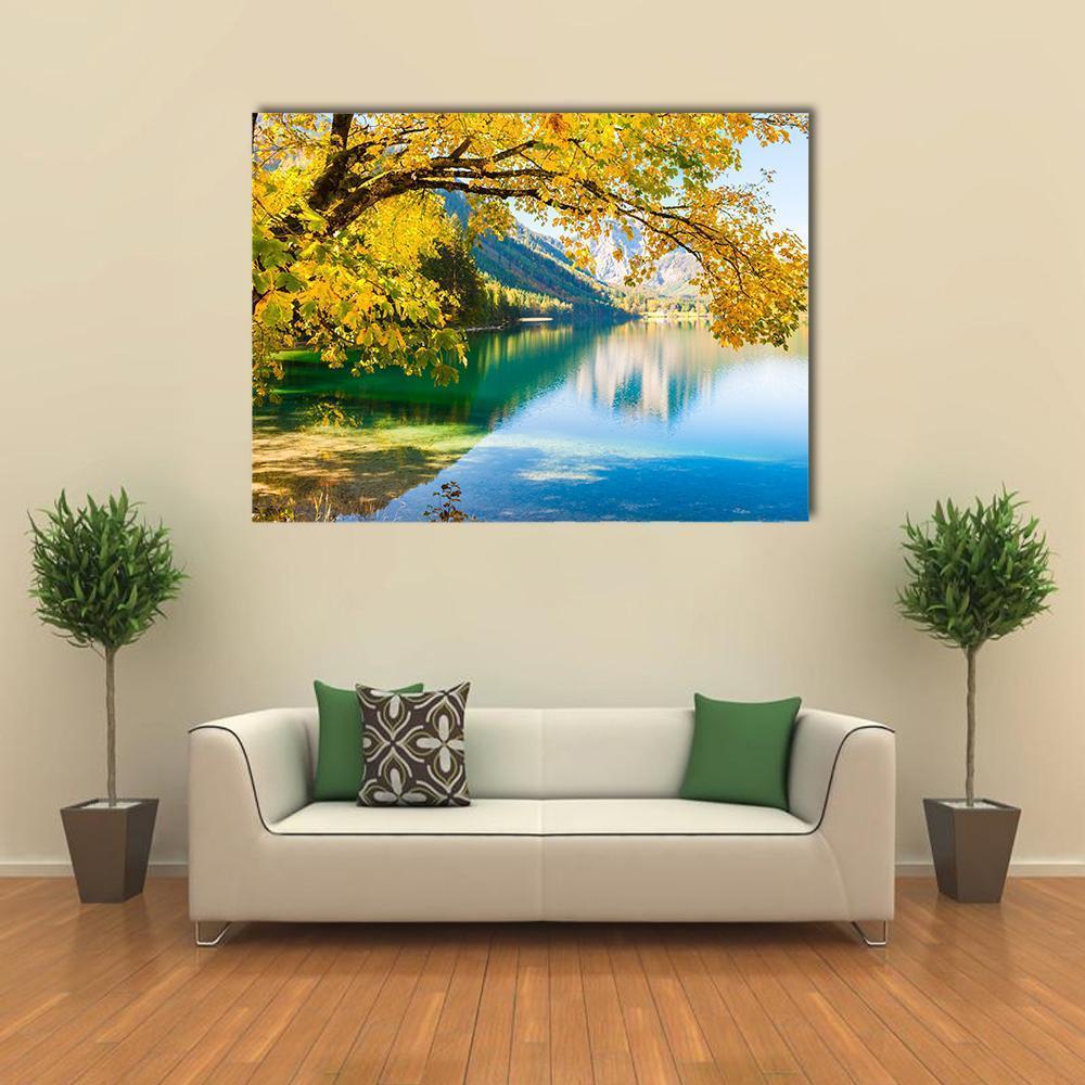Autumn Trees On Lake Canvas Wall Art-1 Piece-Gallery Wrap-48" x 32"-Tiaracle