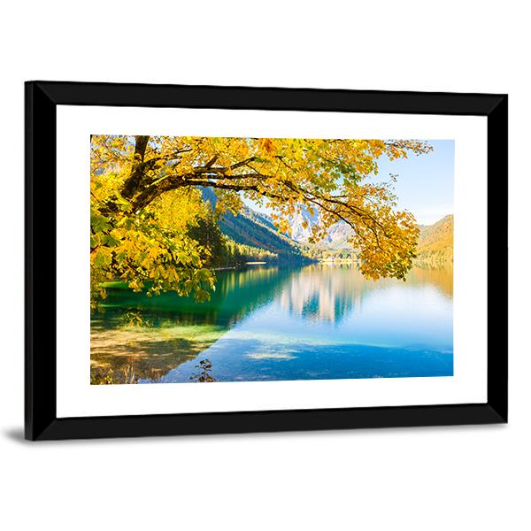 Autumn Trees On Lake Canvas Wall Art-3 Horizontal-Gallery Wrap-25" x 16"-Tiaracle