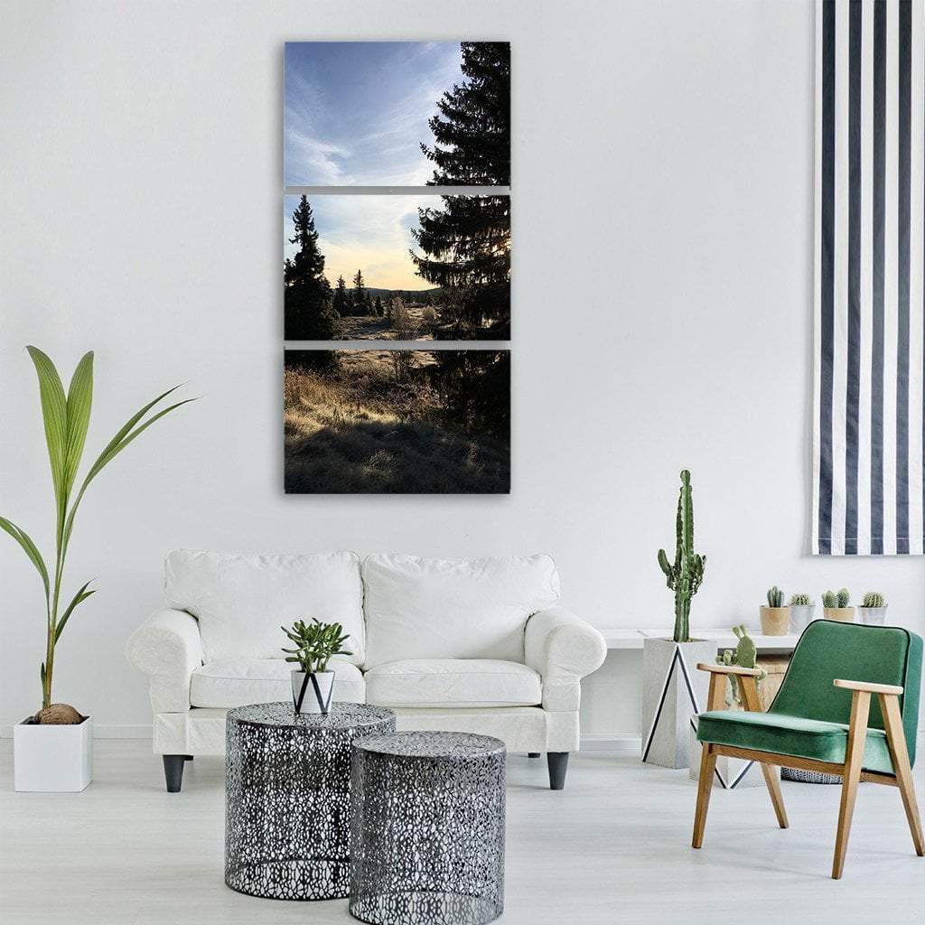 Trees On Mountain Vertical Canvas Wall Art-3 Vertical-Gallery Wrap-12" x 25"-Tiaracle