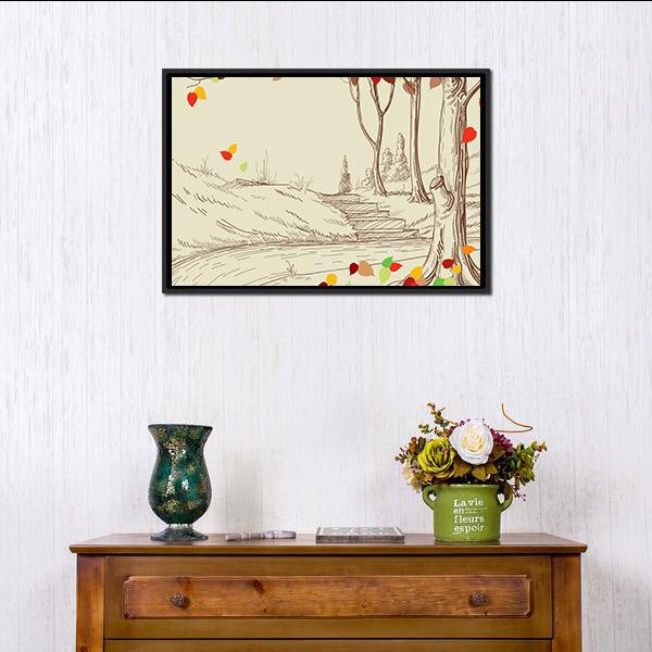 Autumn Trees Sketch Vertical Canvas Wall Art-3 Vertical-Gallery Wrap-12" x 25"-Tiaracle