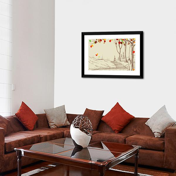 Autumn Trees Sketch Vertical Canvas Wall Art-3 Vertical-Gallery Wrap-12" x 25"-Tiaracle