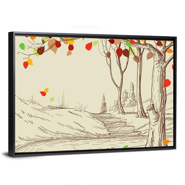 Autumn Trees Sketch Vertical Canvas Wall Art-3 Vertical-Gallery Wrap-12" x 25"-Tiaracle