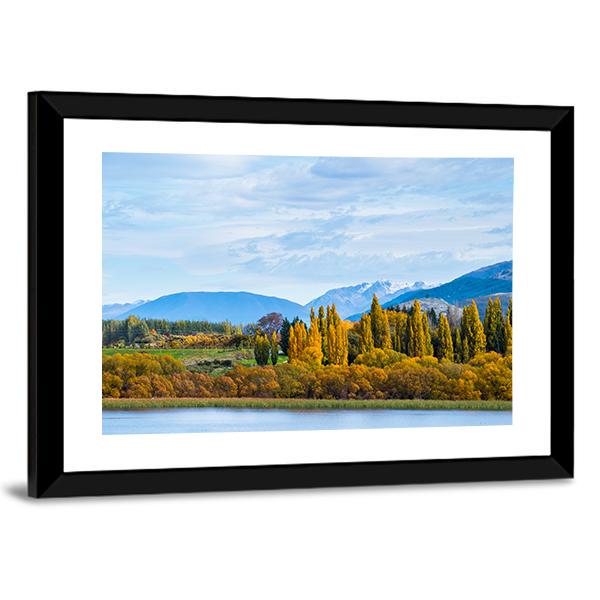 Autumn Trees With Lake Panoramic Canvas Wall Art-1 Piece-36" x 12"-Tiaracle