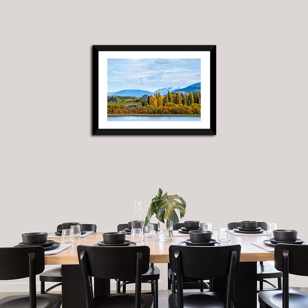 Autumn Trees With Lake Panoramic Canvas Wall Art-1 Piece-36" x 12"-Tiaracle