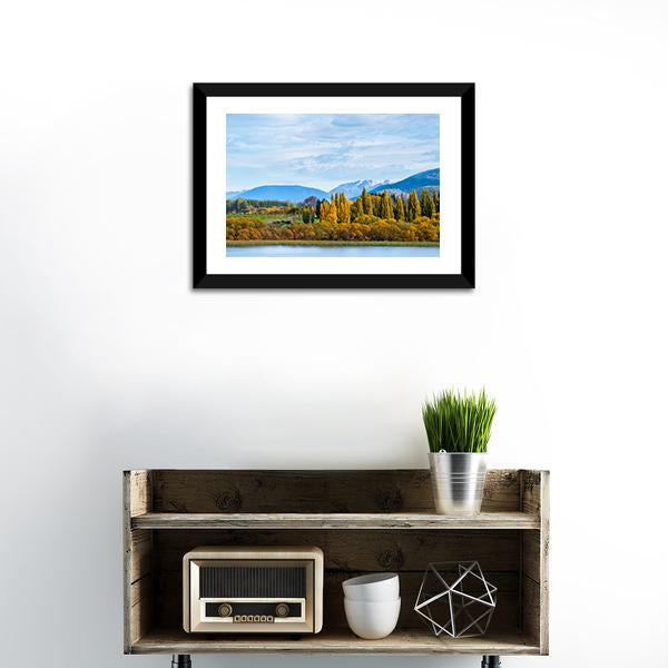 Autumn Trees With Lake Panoramic Canvas Wall Art-1 Piece-36" x 12"-Tiaracle