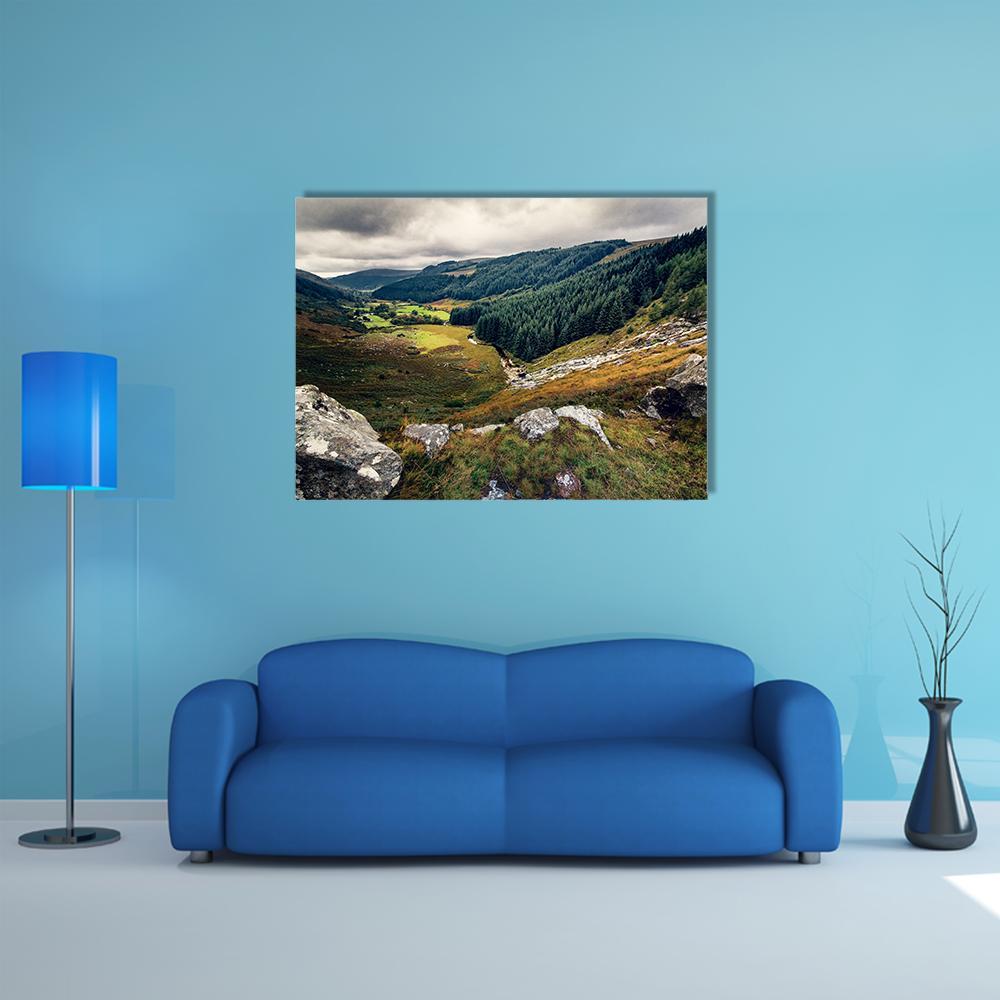 Glenmacnass Waterfall Canvas Wall Art-4 Pop-Gallery Wrap-50" x 32"-Tiaracle
