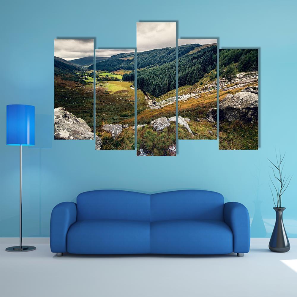 Glenmacnass Waterfall Canvas Wall Art-5 Pop-Gallery Wrap-47" x 32"-Tiaracle