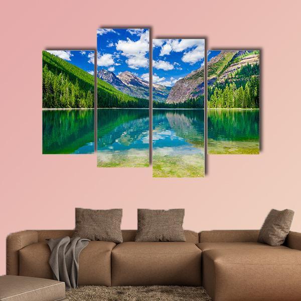 Avalanche Lake In Montana Canvas Wall Art-4 Pop-Gallery Wrap-50" x 32"-Tiaracle