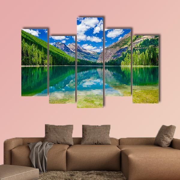 Avalanche Lake In Montana Canvas Wall Art-5 Pop-Gallery Wrap-47" x 32"-Tiaracle