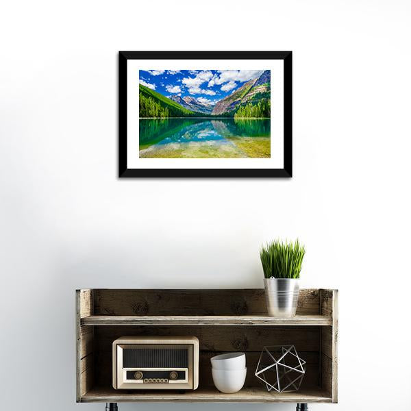 Avalanche Lake In Montana Canvas Wall Art-1 Piece-Framed Print-20" x 16"-Tiaracle