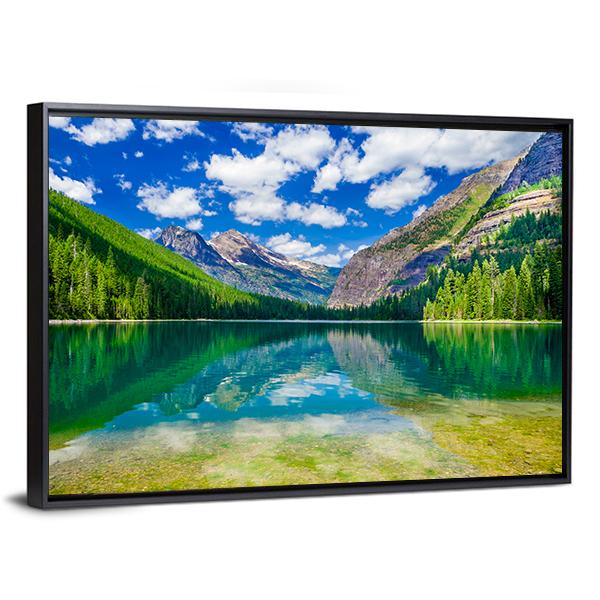 Avalanche Lake In Montana Canvas Wall Art-3 Horizontal-Gallery Wrap-25" x 16"-Tiaracle