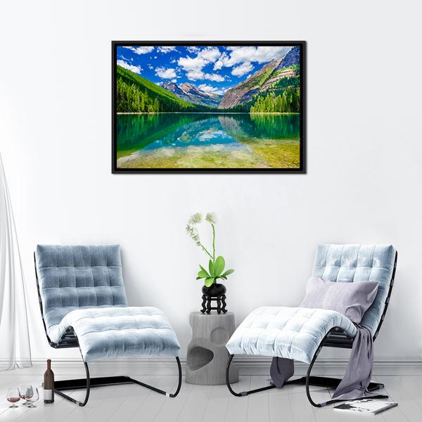 Avalanche Lake In Montana Canvas Wall Art-3 Horizontal-Gallery Wrap-25" x 16"-Tiaracle