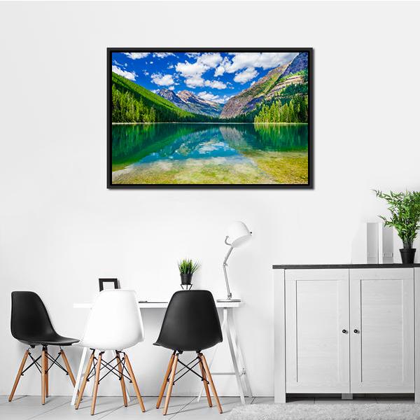 Avalanche Lake In Montana Canvas Wall Art-3 Horizontal-Gallery Wrap-25" x 16"-Tiaracle