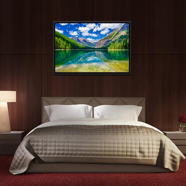 Avalanche Lake In Montana Canvas Wall Art-3 Horizontal-Gallery Wrap-25" x 16"-Tiaracle