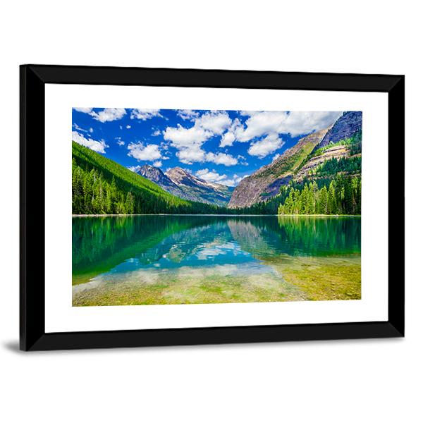 Avalanche Lake In Montana Canvas Wall Art-3 Horizontal-Gallery Wrap-25" x 16"-Tiaracle