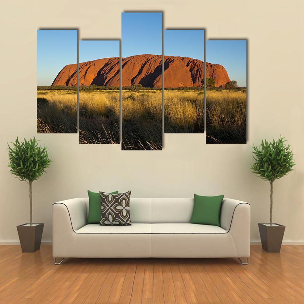 Ayers Rock In The Evening Canvas Wall Art-5 Star-Gallery Wrap-62" x 32"-Tiaracle