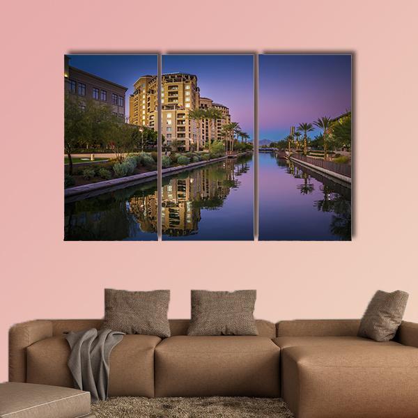 Az Canal In Scottsdale Canvas Wall Art-3 Horizontal-Gallery Wrap-37" x 24"-Tiaracle