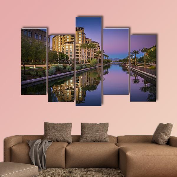 Az Canal In Scottsdale Canvas Wall Art-5 Pop-Gallery Wrap-47" x 32"-Tiaracle