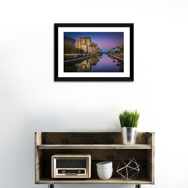 Az Canal In Scottsdale Canvas Wall Art-1 Piece-Framed Print-20" x 16"-Tiaracle