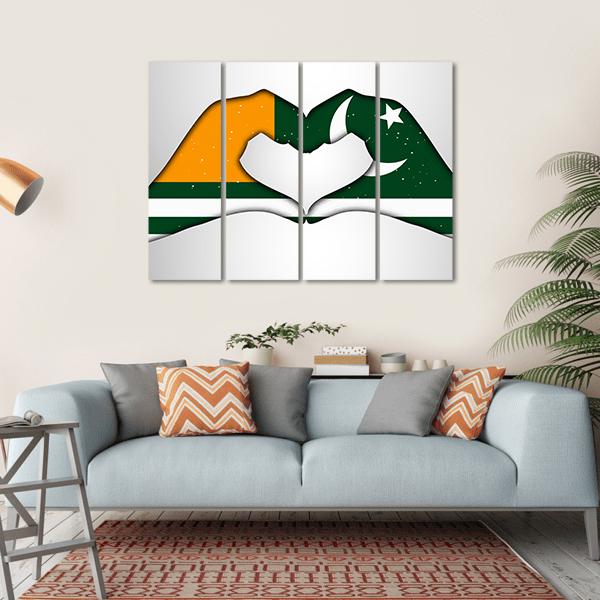 Azad Jammu &amp; Kashmir Flag Canvas Wall Art-4 Horizontal-Gallery Wrap-34" x 24"-Tiaracle