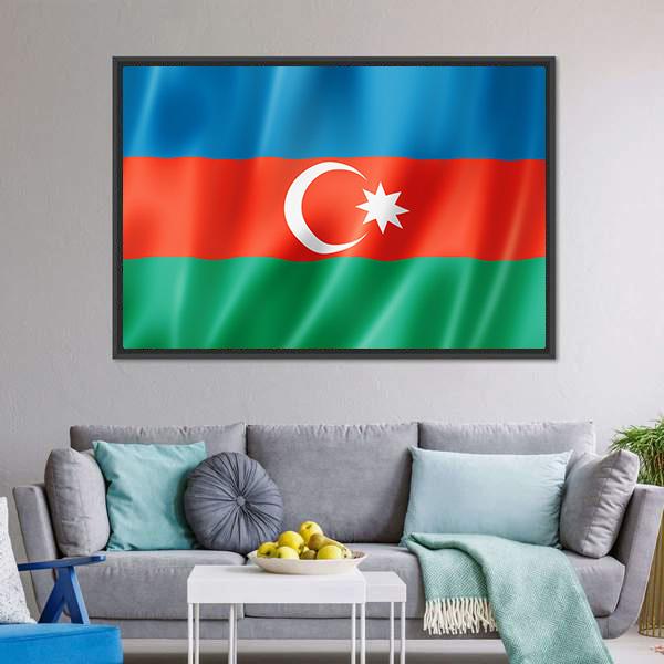 Azerbaijan Flag Canvas Wall Art-5 Horizontal-Gallery Wrap-22" x 12"-Tiaracle