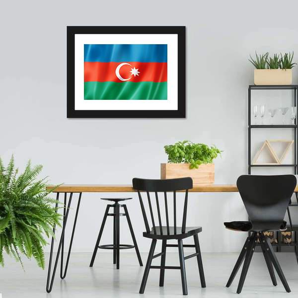 Azerbaijan Flag Canvas Wall Art-5 Horizontal-Gallery Wrap-22" x 12"-Tiaracle