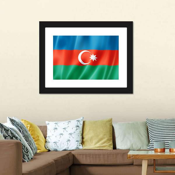 Azerbaijan Flag Canvas Wall Art-5 Horizontal-Gallery Wrap-22" x 12"-Tiaracle