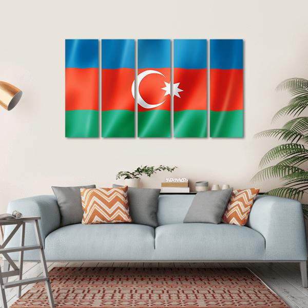 Azerbaijan Flag Canvas Wall Art-5 Horizontal-Gallery Wrap-22" x 12"-Tiaracle
