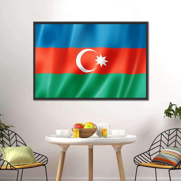 Azerbaijan Flag Canvas Wall Art-3 Horizontal-Gallery Wrap-25" x 16"-Tiaracle