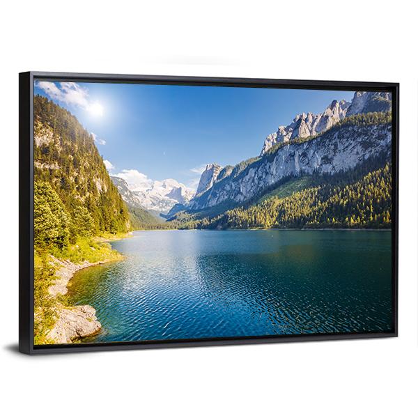 Azure Alpine Lake Canvas Wall Art-3 Horizontal-Gallery Wrap-25" x 16"-Tiaracle