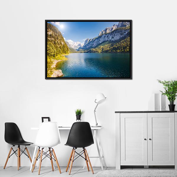 Azure Alpine Lake Canvas Wall Art-3 Horizontal-Gallery Wrap-25" x 16"-Tiaracle