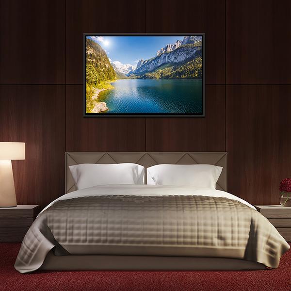 Azure Alpine Lake Canvas Wall Art-3 Horizontal-Gallery Wrap-25" x 16"-Tiaracle