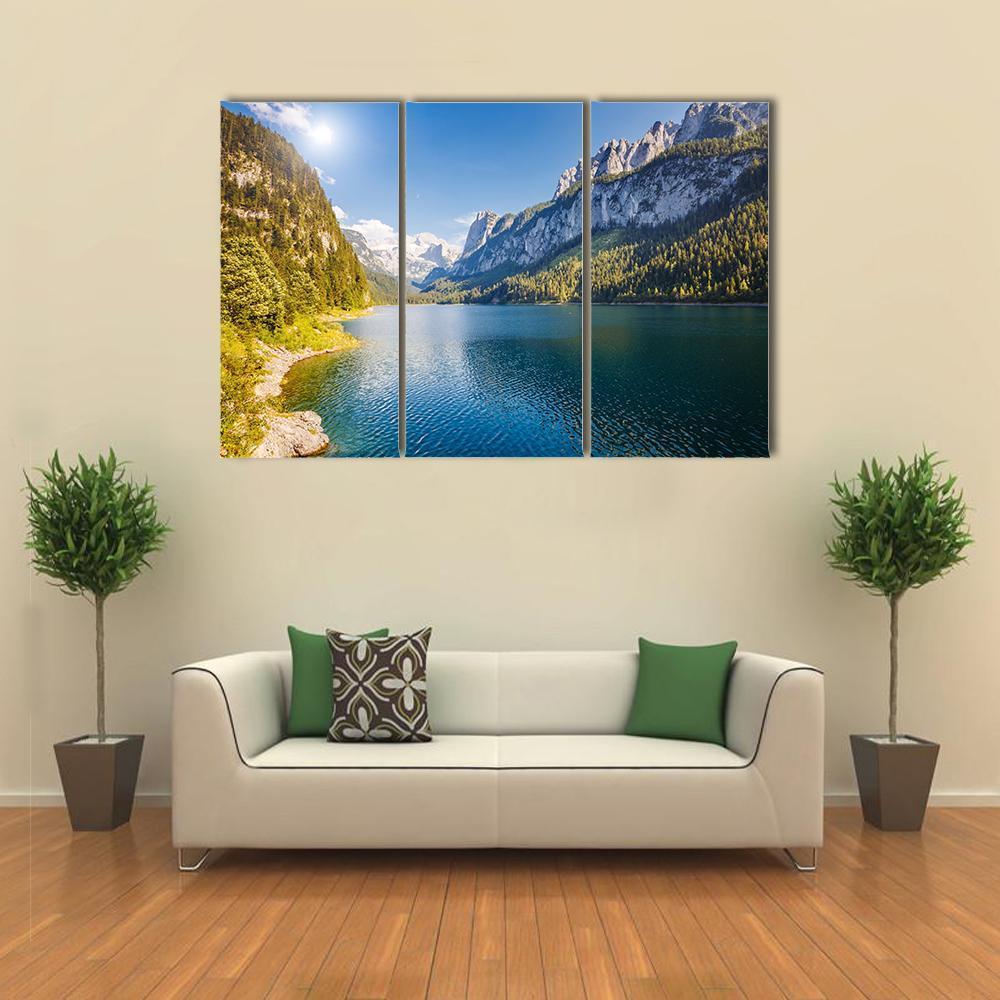 Azure Alpine Lake Canvas Wall Art-3 Horizontal-Gallery Wrap-37" x 24"-Tiaracle