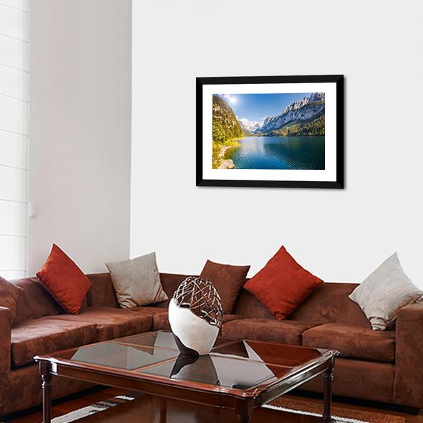 Azure Alpine Lake Panoramic Canvas Wall Art-1 Piece-36" x 12"-Tiaracle