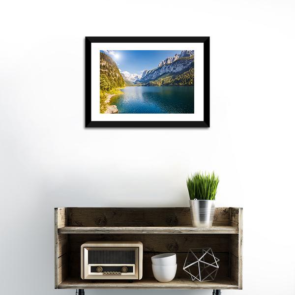 Azure Alpine Lake Panoramic Canvas Wall Art-1 Piece-36" x 12"-Tiaracle