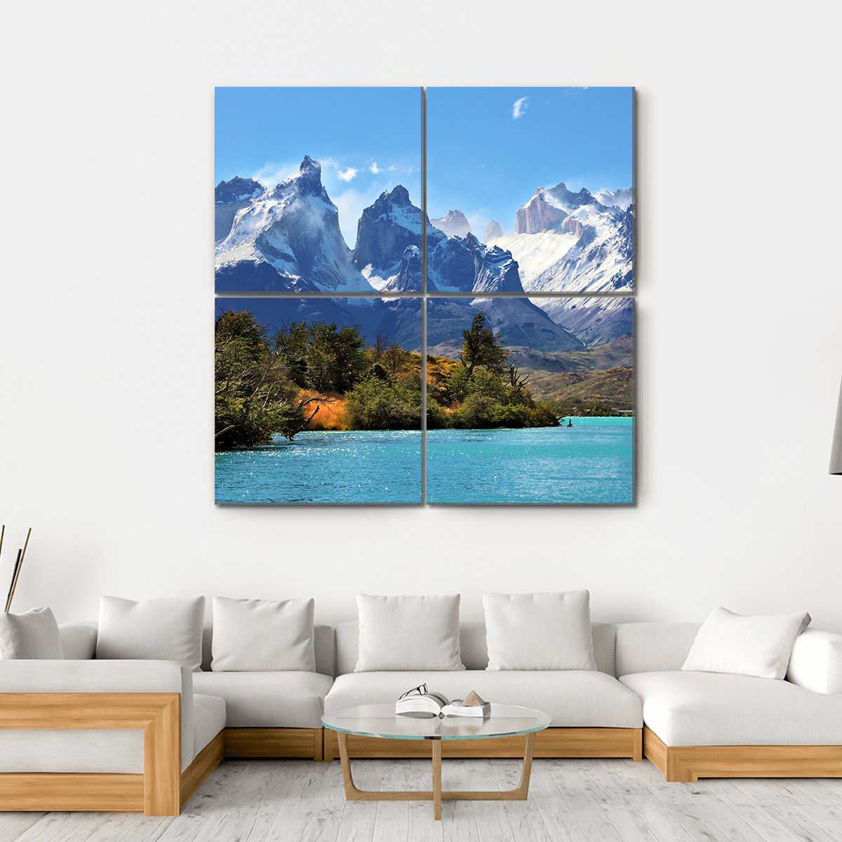 Azure Lake Pehoe Canvas Wall Art-4 Square-Gallery Wrap-17" x 17"-Tiaracle