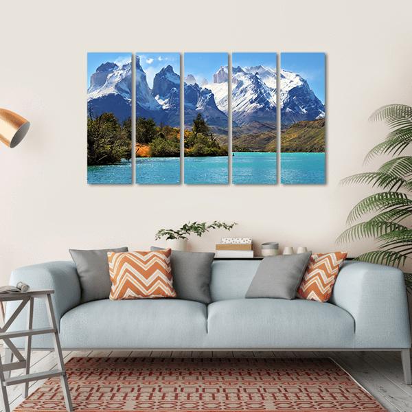 Azure Lake Pehoe Canvas Wall Art-5 Horizontal-Gallery Wrap-22" x 12"-Tiaracle