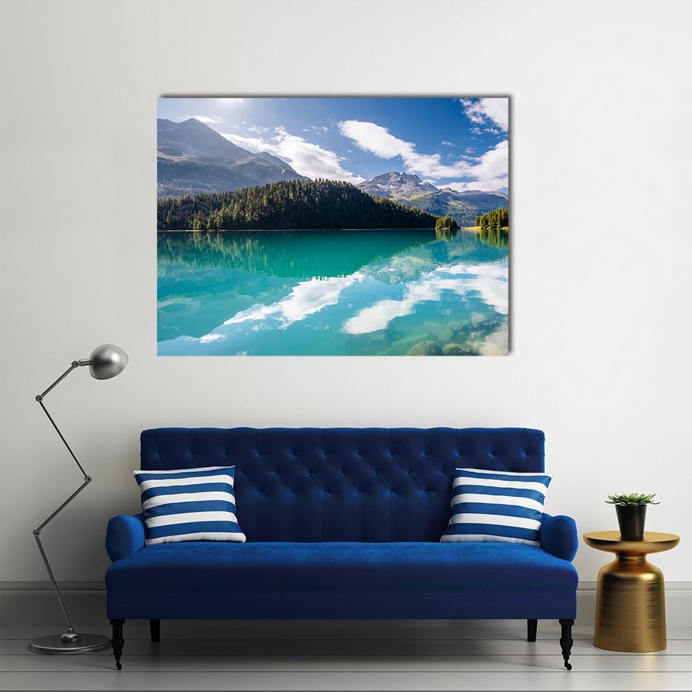 Silvaplana Lake Canvas Wall Art-1 Piece-Gallery Wrap-48" x 32"-Tiaracle