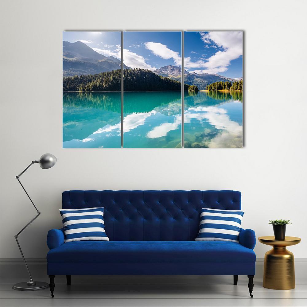 Silvaplana Lake Canvas Wall Art-3 Horizontal-Gallery Wrap-37" x 24"-Tiaracle