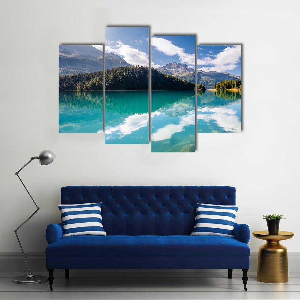 Silvaplana Lake Canvas Wall Art-4 Pop-Gallery Wrap-50" x 32"-Tiaracle