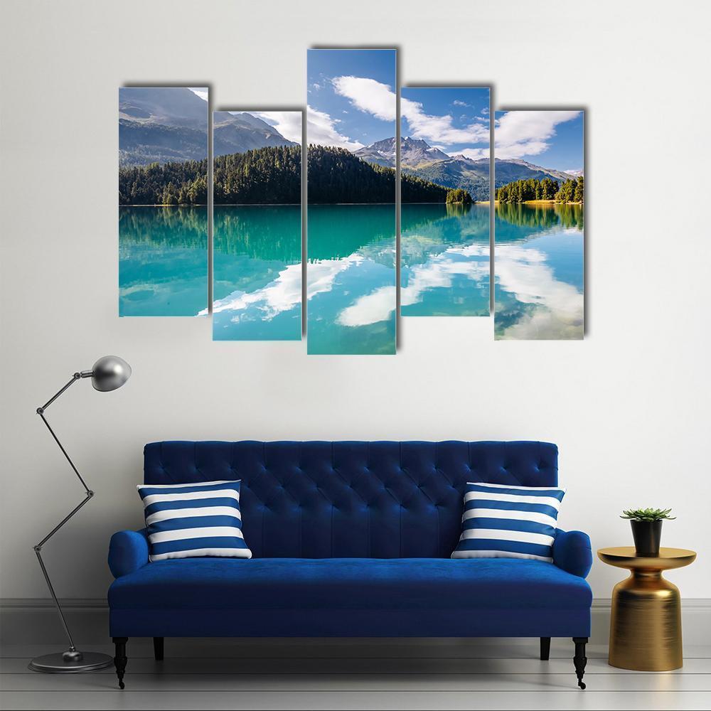 Silvaplana Lake Canvas Wall Art-5 Pop-Gallery Wrap-47" x 32"-Tiaracle