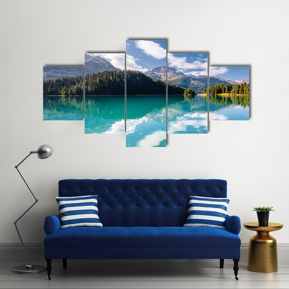 Silvaplana Lake Canvas Wall Art-3 Horizontal-Gallery Wrap-37" x 24"-Tiaracle