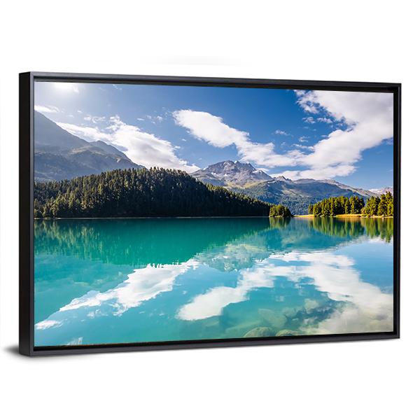Silvaplana Lake Canvas Wall Art-3 Horizontal-Gallery Wrap-25" x 16"-Tiaracle