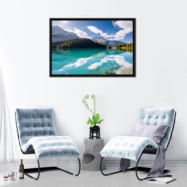 Silvaplana Lake Canvas Wall Art-3 Horizontal-Gallery Wrap-25" x 16"-Tiaracle