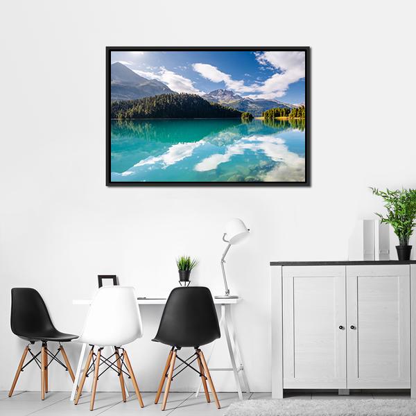 Silvaplana Lake Canvas Wall Art-3 Horizontal-Gallery Wrap-25" x 16"-Tiaracle