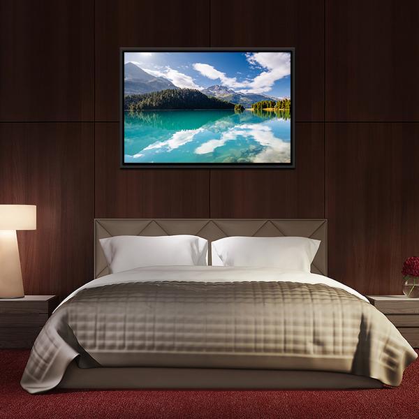 Silvaplana Lake Canvas Wall Art-3 Horizontal-Gallery Wrap-25" x 16"-Tiaracle