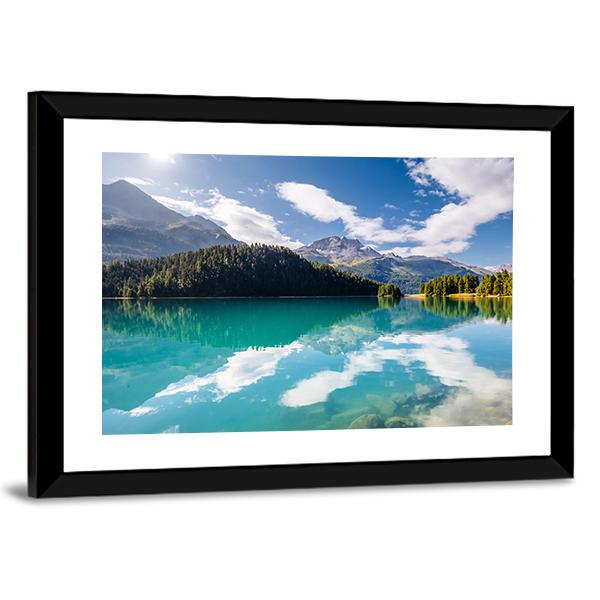 Silvaplana Lake Canvas Wall Art-3 Horizontal-Gallery Wrap-25" x 16"-Tiaracle