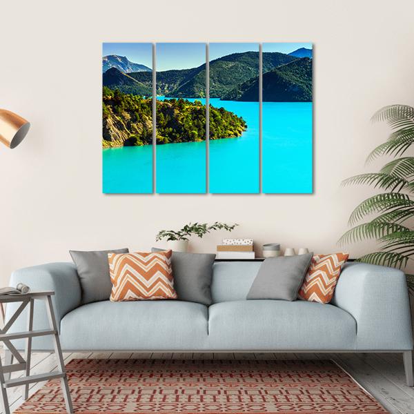 Azure Water Of Lac De La Castillon France Canvas Wall Art-4 Horizontal-Gallery Wrap-34" x 24"-Tiaracle