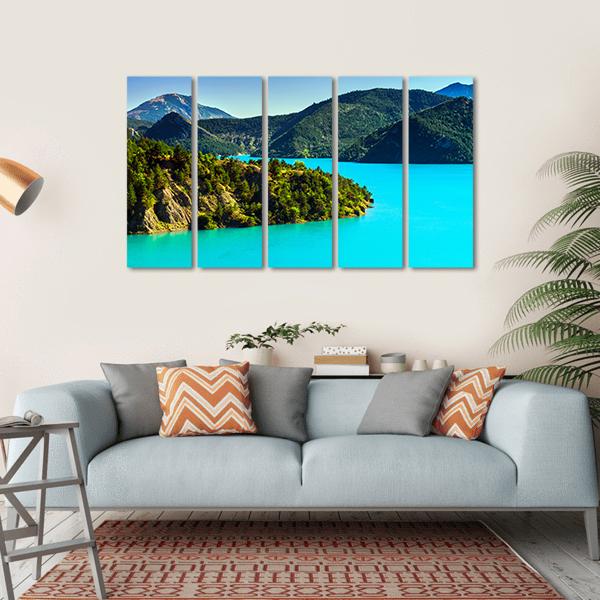 Azure Water Of Lac De La Castillon France Canvas Wall Art-5 Horizontal-Gallery Wrap-22" x 12"-Tiaracle