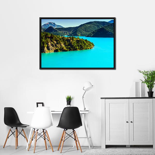 Azure Water Of Lac De La Castillon France Canvas Wall Art-5 Horizontal-Gallery Wrap-22" x 12"-Tiaracle